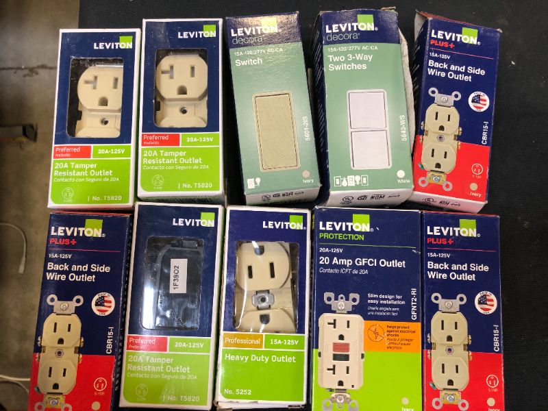 Photo 1 of 10 pack of switches and outlets sold as is 