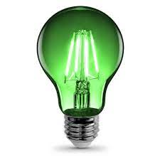 Photo 1 of 25-Watt Equivalent A19 Medium E26 Base Dimmable Filament LED Light Bulb Green Colored Clear Glass (1-Bulb) 2 pack 

