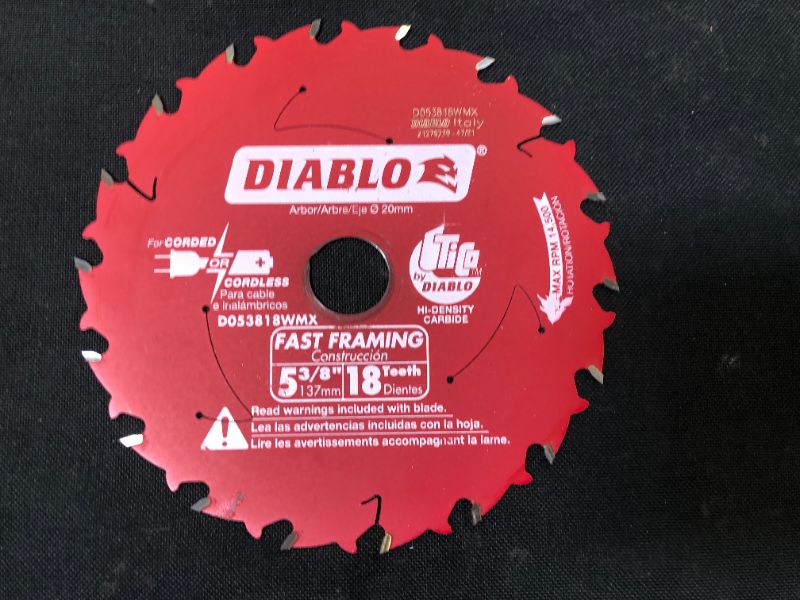 Photo 2 of 5-3/8 in x 18-Tooth Fast Framing Circular Saw Blade with Bushings
