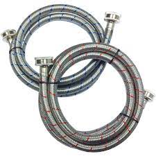 Photo 1 of 3/4 in. FHT x 3/4 in. FHT x 60 in. Stainless Steel Washing Machine Supply Line (2-Pack)
