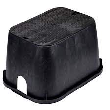 Photo 1 of 14 in. X 19 in. Rectangular Standard Series Valve Box & Cover, 12 in. Height, Black Box, Black Recycled Water Cover
