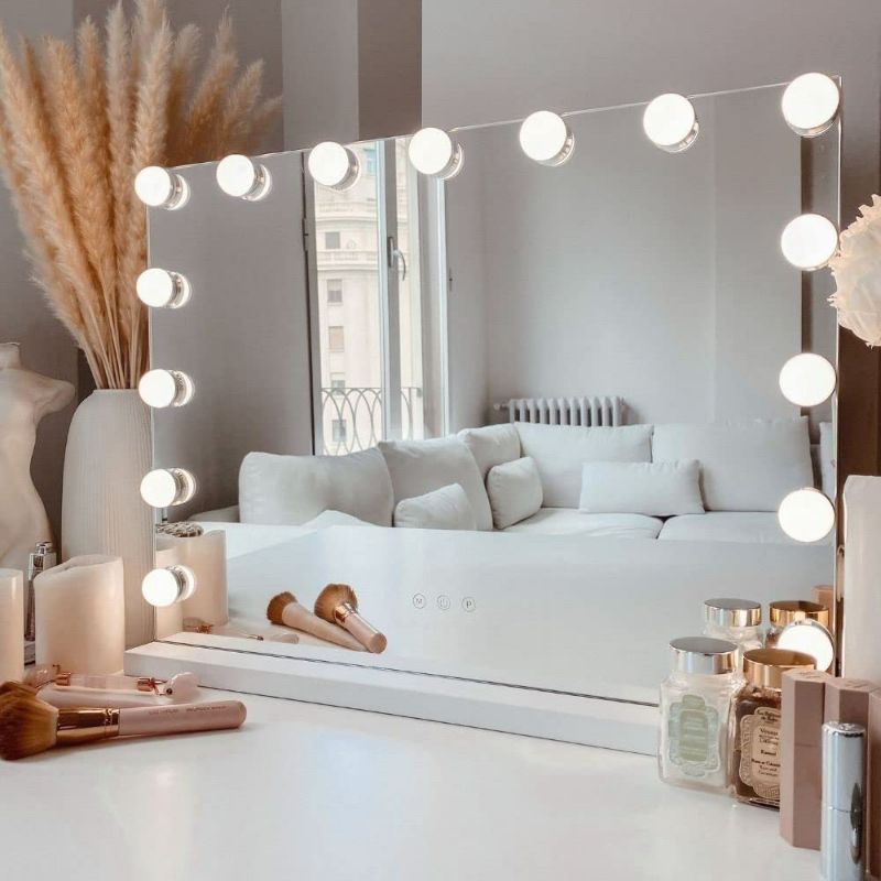Photo 1 of Kottova Large Vanity Mirror with 17 Dimmable LED,Extra Big Hollywood Makeup Mirror with 3 Color Lights,USB Charging Port,Large Lighted Mirror,Detachable 10X Spot Mirror,Touch Control (24.4"x21.2") NEW 