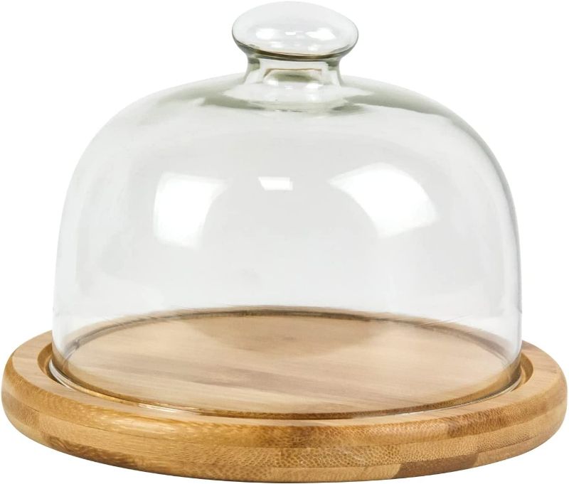 Photo 1 of KVMORZE Glass Dessert Dome with Base, Mini Decorative Cake Tray with Glass Dome Cover, 5.9" Cake Fruit Display Server Tray for Kitchen, Birthday, Wedding, Appetizer Dessert and Cheese Serving Platter NEW 