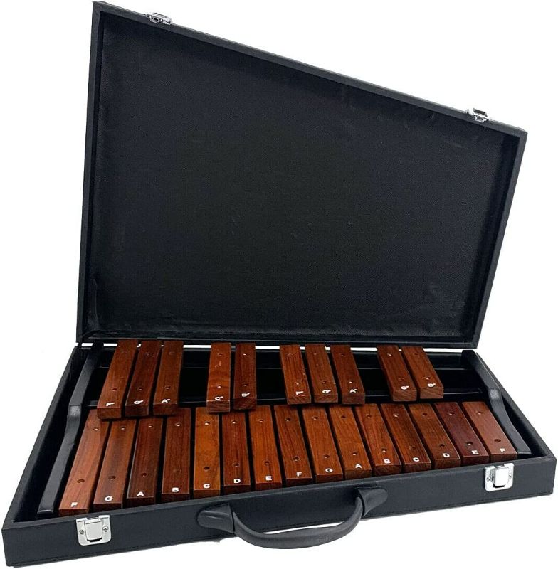 Photo 1 of Lfhelper Portable Professional 25 Key Xylophone Alto Wood Xylophone, Adult School Band Student Percussion Educational, diatonic scale from F to F, semitone scale from F to D (Coffee Brown) NEW 