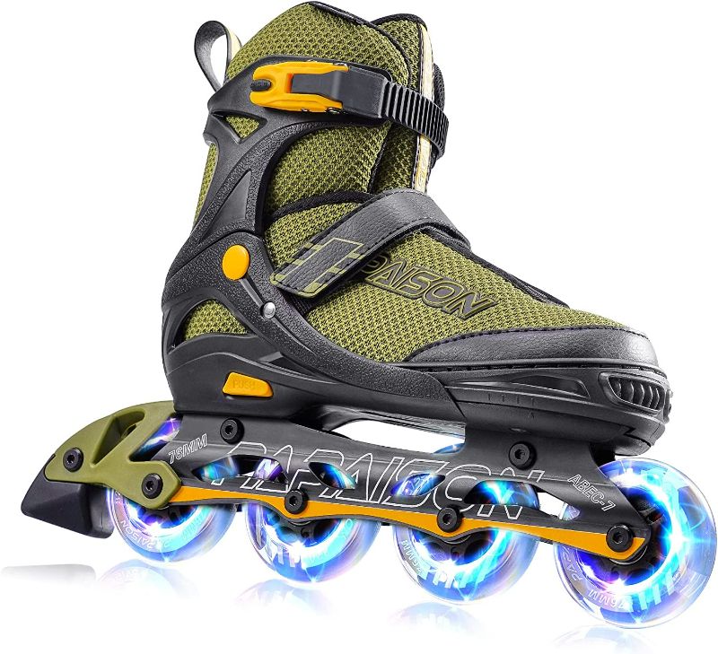 Photo 1 of PAPAISON Adjustable Inline Skates for Kids and Adults with Full Light Up Wheels, Outdoor Roller Blades for Girls and Boys, Men and Women (8-10.5) NEW 