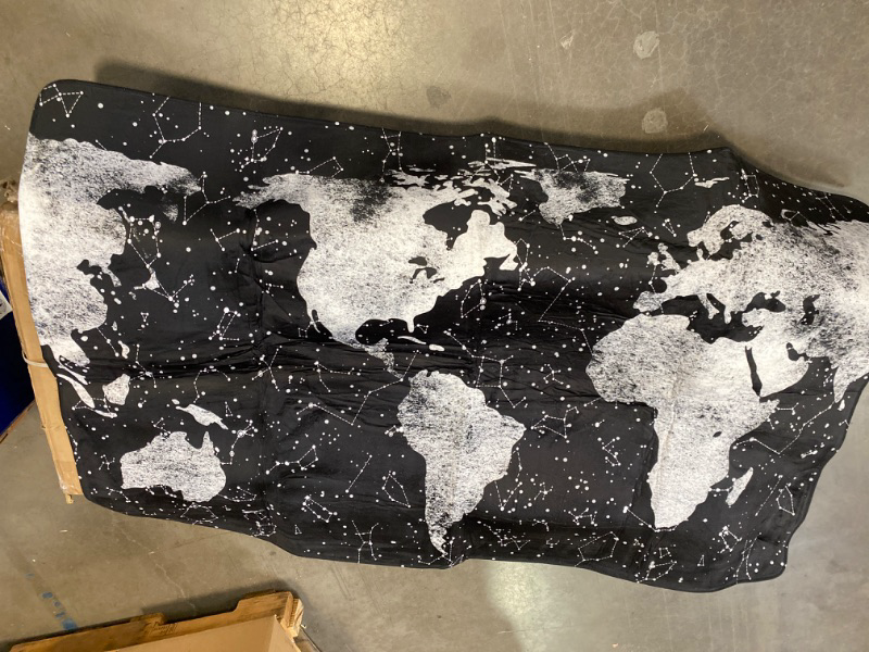Photo 2 of Astede Starry Black and White World Map Galaxy Area Rug Living Room Carpet Bedroom Rug Flannel Children Crawling Non Slip Floor Mat for Kids Playroom Garden Entry Home Decor