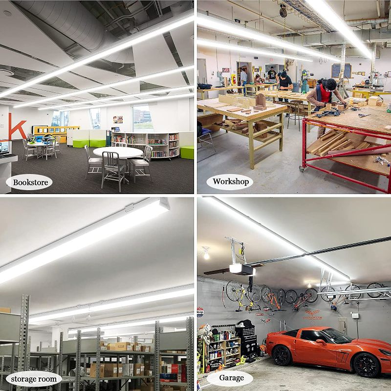 Photo 1 of AntLux 8FT LED Shop Light 110W LED Strip Lights, 1-10V Dimmable, 12000 Lumens, 5000K, 8 Foot LED Linear Light Fixture for Warehouse Garage Workshop Supermarket, 8’ Fluorescent Tube Replacement, 4 Pack 