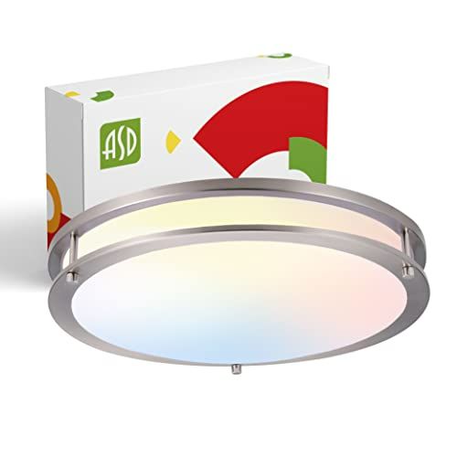 Photo 1 of ASD 16 Inch LED Flush Mount Ceiling Light, Dimmable Brushed Nickel LED Ceiling Lighting Fixture for Kitchen, 24W (190W Eqv.), 1900 Lm, 3000K/4000K/500 NEW 
 