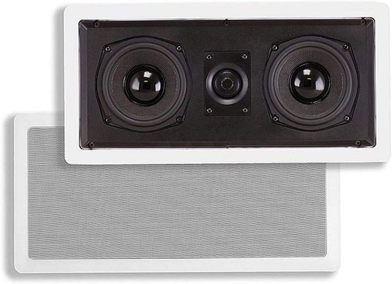 Photo 1 of Monoprice Aramid Fiber In-Wall Center Channel Speaker - (Single) With Titanium Tweeters - Caliber Series/ Monoprice Carbon Fiber In-Wall Speaker - 12 Inch (Each) 300 Watt Subwoofer, Easy Install For Home Theater - Alpha Series 
