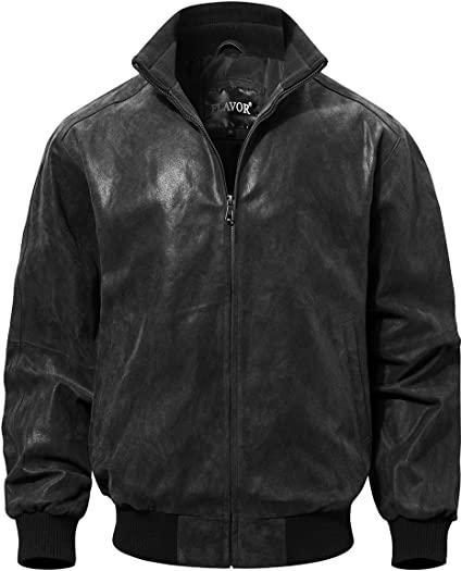 Photo 1 of FLAVOR Men's Real Leather Bomber Casual Jacket
