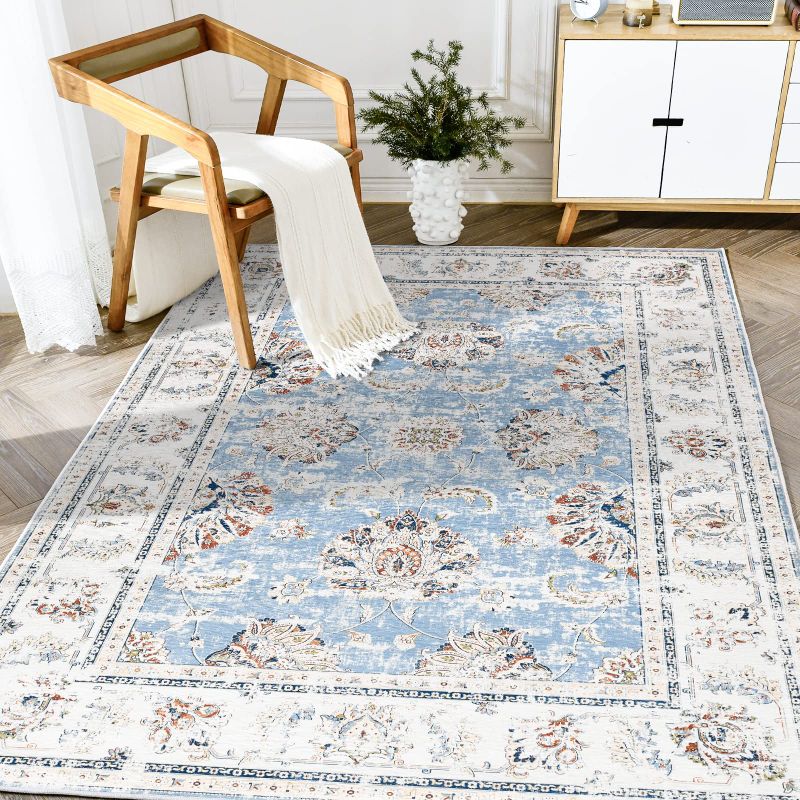 Photo 1 of jinchan Area Rug  Persian Rug Blue Vintage Floor Mat Kitchen Indoor Thin Rug Carpet Foldable Non Slip Bathroom Dining Room Living Room Bedroom Office 
