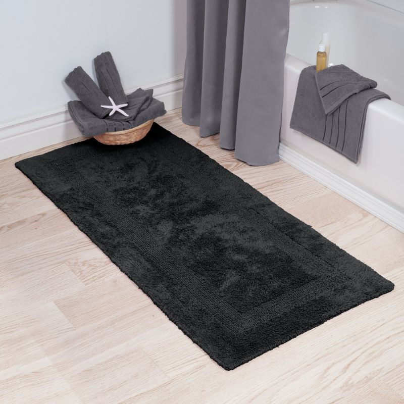 Photo 1 of Somerset Home 100% Cotton Reversible Long Bath Rug - Black 
