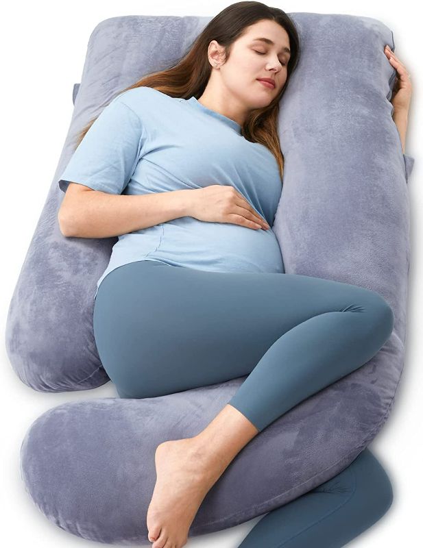Photo 1 of Momcozy Pregnancy Pillows, U Shaped Full Body Maternity Pillow with Removable Cover - Support for Back, Legs, Belly, Hips for Pregnant Women, 57 Inch Pregnancy Pillows for Sleeping, Grey