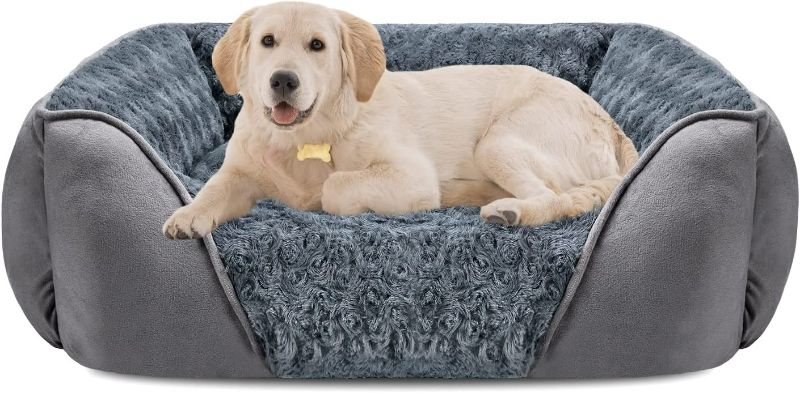 Photo 1 of INVENHO Large Dog Bed for Large Medium Small Dogs Rectangle Washable Dog Bed, Orthopedic Dog Sofa Bed, Soft Calming Sleeping Puppy Bed Durable Pet Cuddler with Anti-Slip Bottom L(30"x24"x9")
