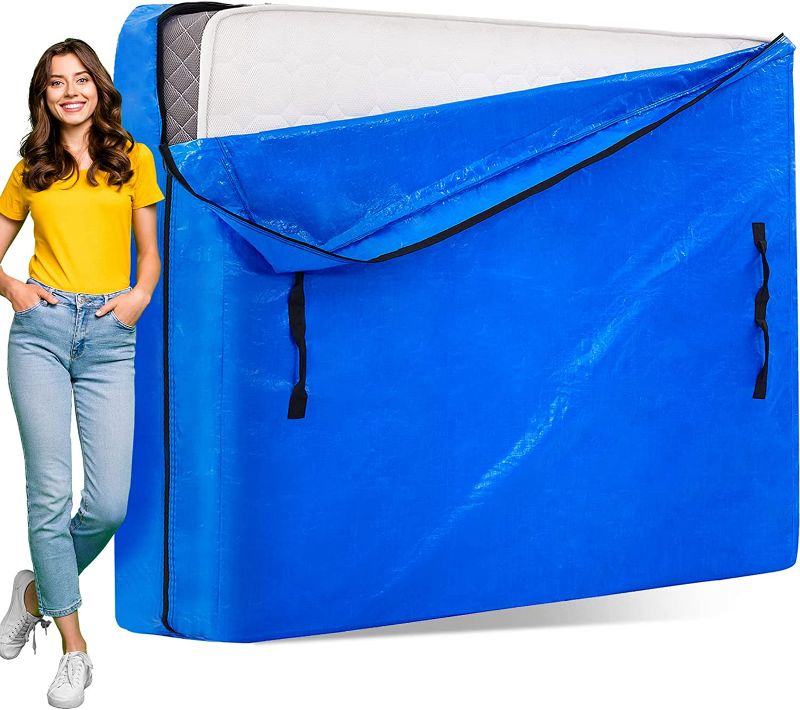 Photo 1 of AlexHome Mattress Bag for Moving and Storage,Heavy Duty Tarp Reusable Mattress Storage Bag,Easy Carrier Mattress Moving Cover (King Size)
