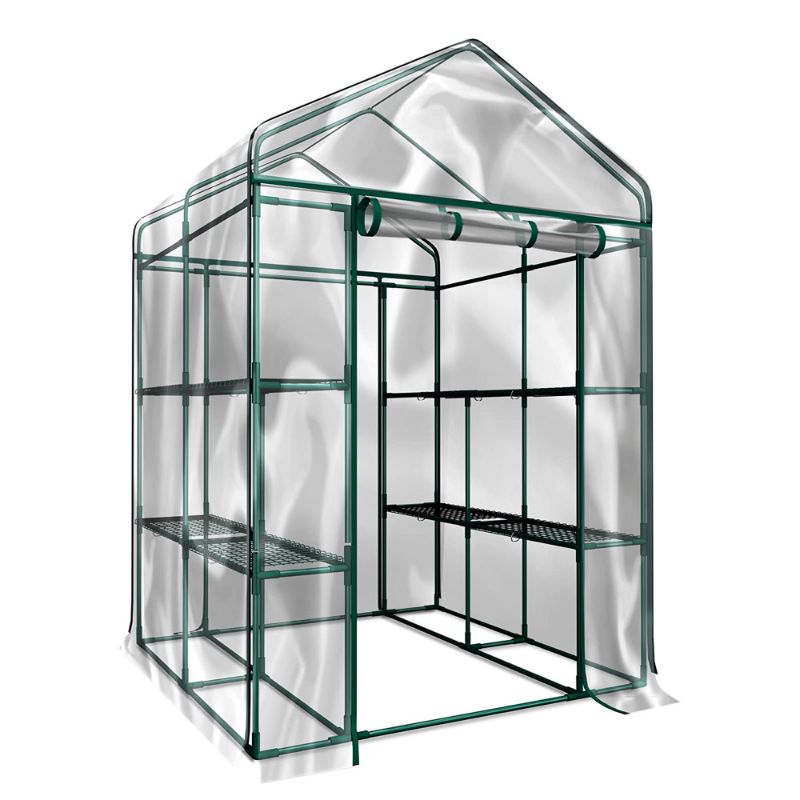 Photo 1 of Green House 56" W x 56" D x 76" H,Walk in Outdoor Plant Gardening Greenhouse 2 Tiers 8 Shelves - Window and Anchors Include(White) NEW 
