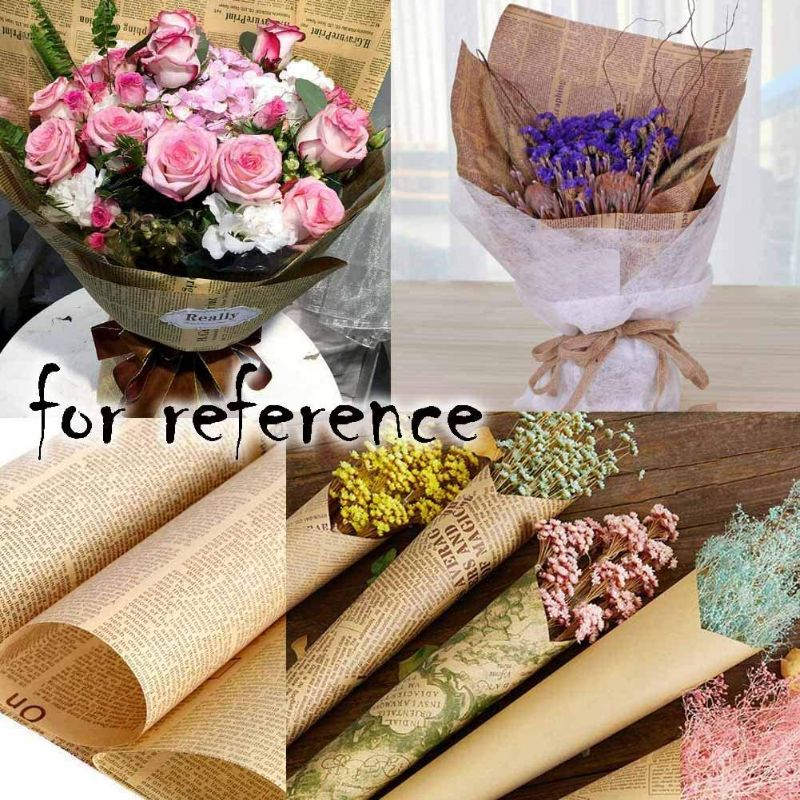Photo 2 of 00 Sheets Brown Kraft Paper Flower Wrapping Paper Newspaper Decorations DIY Florist Bouquet Wraps NEW