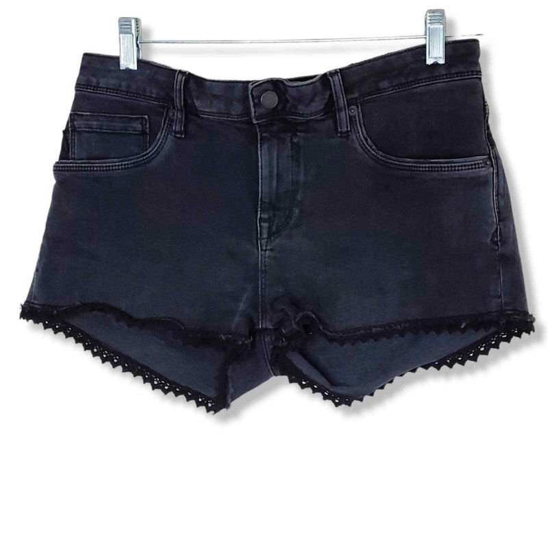 Photo 1 of Superdry Denim Lace Trim Hot Shorts Black Size 32 Booty Shorts Summer Jean Short NEW 
