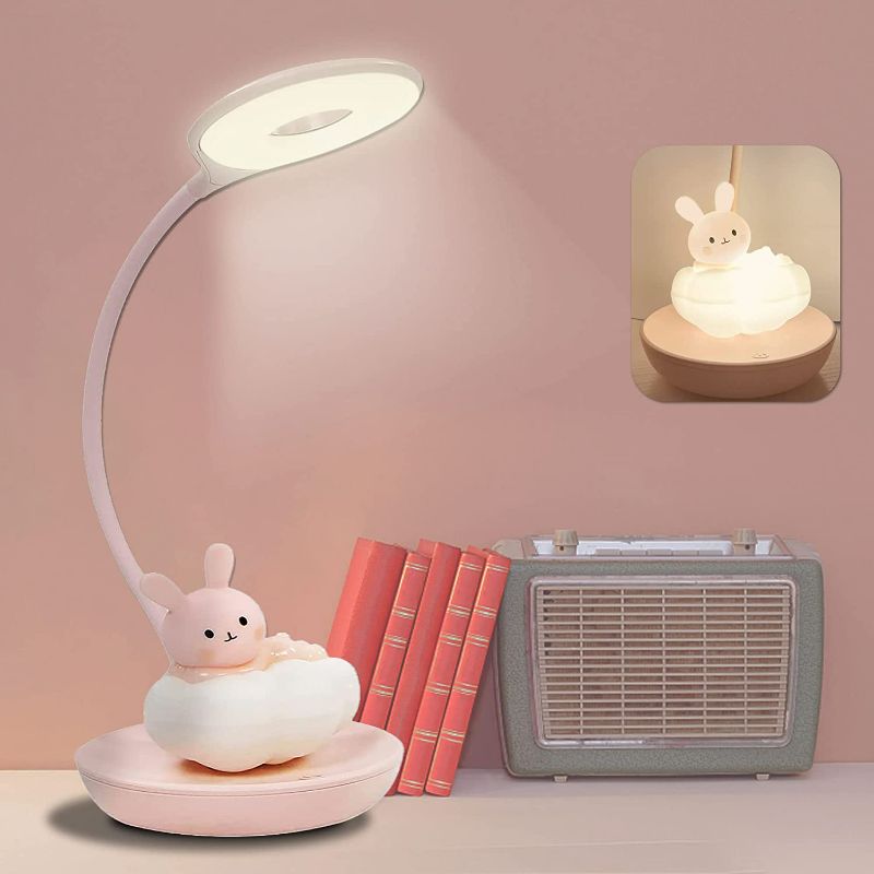Photo 1 of Kids Desk Lamp Pink, Dimming Desk Lamp for Girls with Exclusive Cartoon Look, Cute Night Light for Kids Bedroom, Eye-Caring LED Portable Reading Lamp for Child, Unique Gift (White DOG ) NEW 
