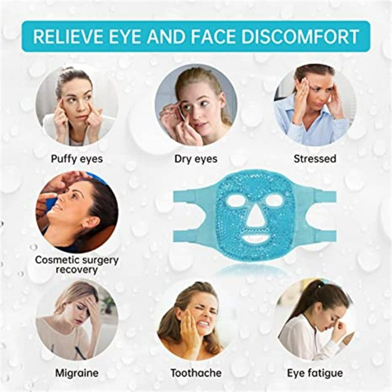 Photo 2 of Cold Face Eye Mask Ice Pack Reduce Face Puff, Dark Circles, Gel Beads [Blue] NEW
