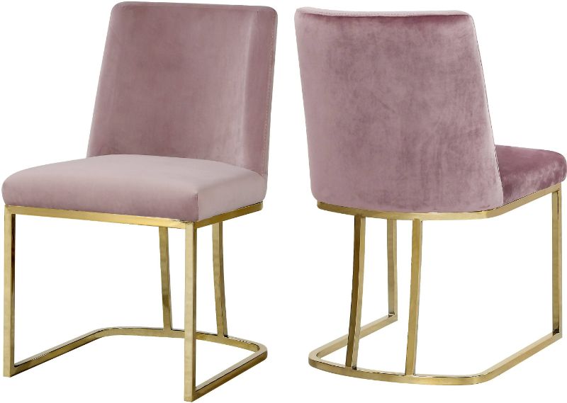 Photo 1 of 2 Piece Modway Amplify Sled Base Performance Velvet Dining Side Chair, Gold Dusty Rose
