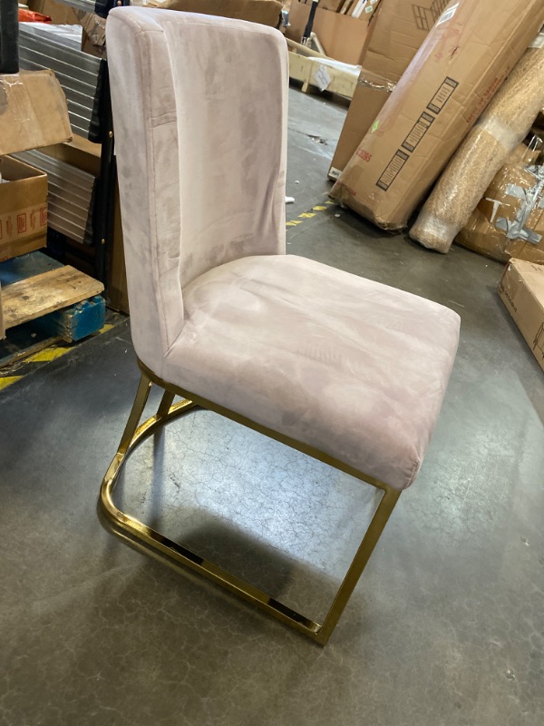 Photo 2 of 2 Piece Modway Amplify Sled Base Performance Velvet Dining Side Chair, Gold Dusty Rose
