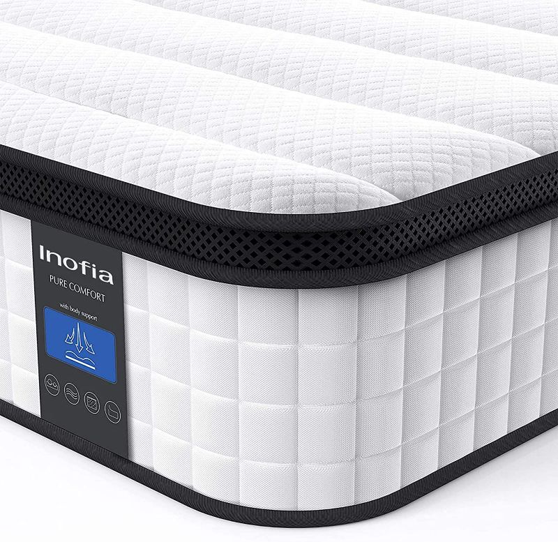 Photo 1 of Inofia Twin XL Mattress, 10 Inch Hybrid Innerspring Single Mattress in a Box, Cool Bed with Breathable Soft Knitted Fabric Cover NEW 
