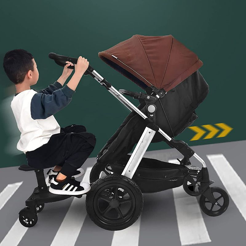 Photo 2 of Gdrasuya10 55 x 33 x 36 cm Universal Pram Pedal Adapter, Comfort Wheeled Board Stroller Ride Board with Detachable Seat, Holds Children Up to 25kg
