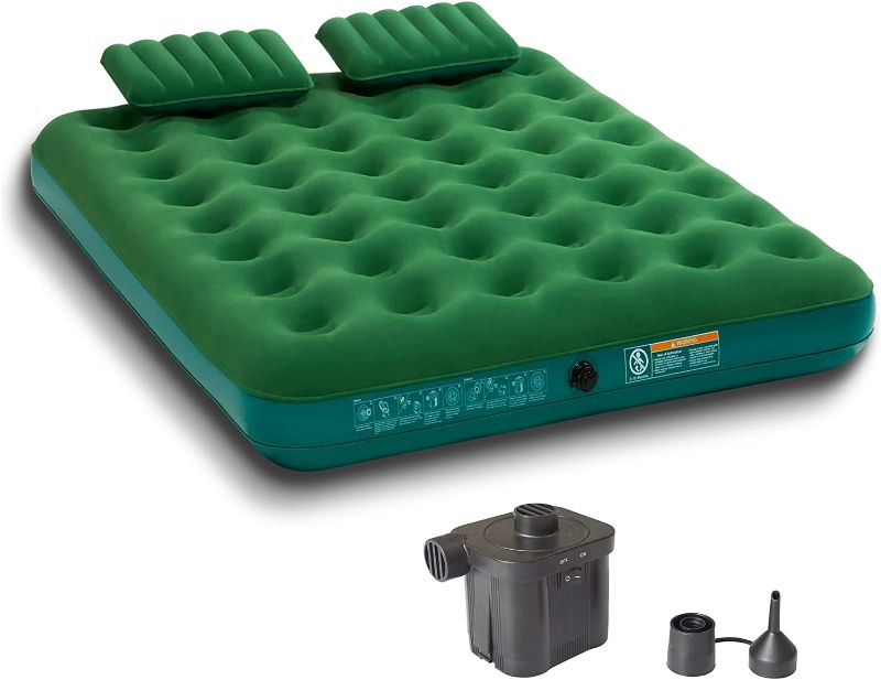 Photo 1 of Simpli Comfy Queen Camping Air Mattress w/ 2 Pillows & Battery Pump for Easy Inflation, Inflatable Durable Waterproof Blow Up Airbed, Perfect for Travel Camping Guests Comfortable Sleep at Home
