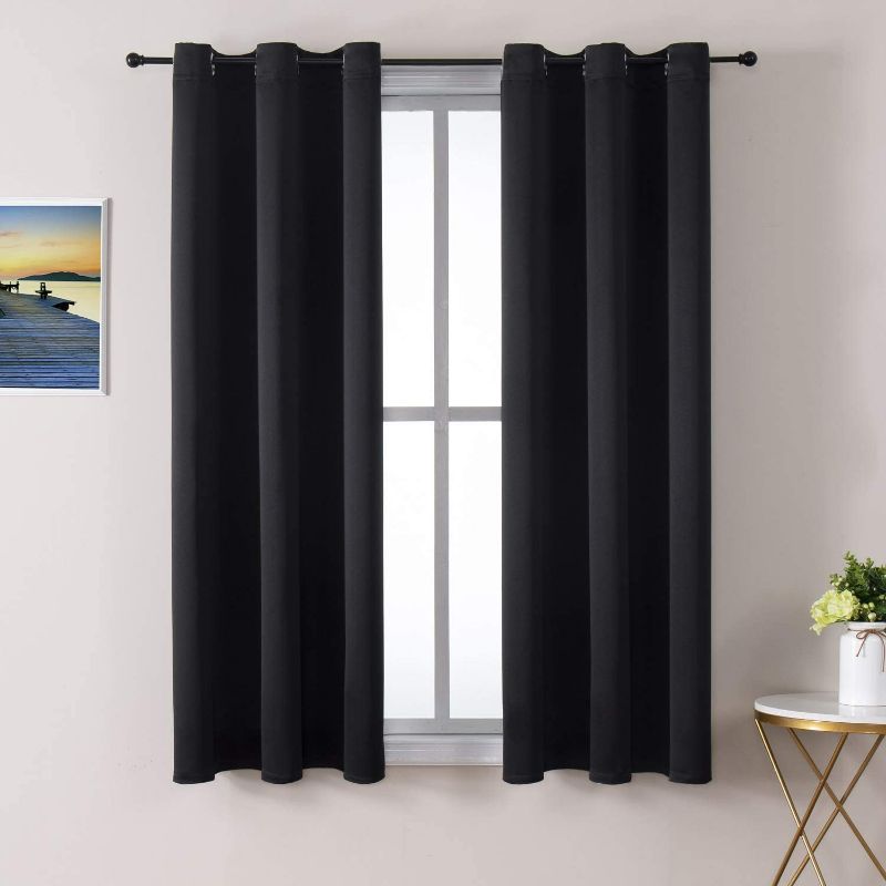 Photo 1 of ChrisDowa Grommet Blackout Curtains for Bedroom and Living Room - 2 Panels Set Thermal Insulated Room Darkening Curtains (Black, 42 x 63 Inch) NEW 
