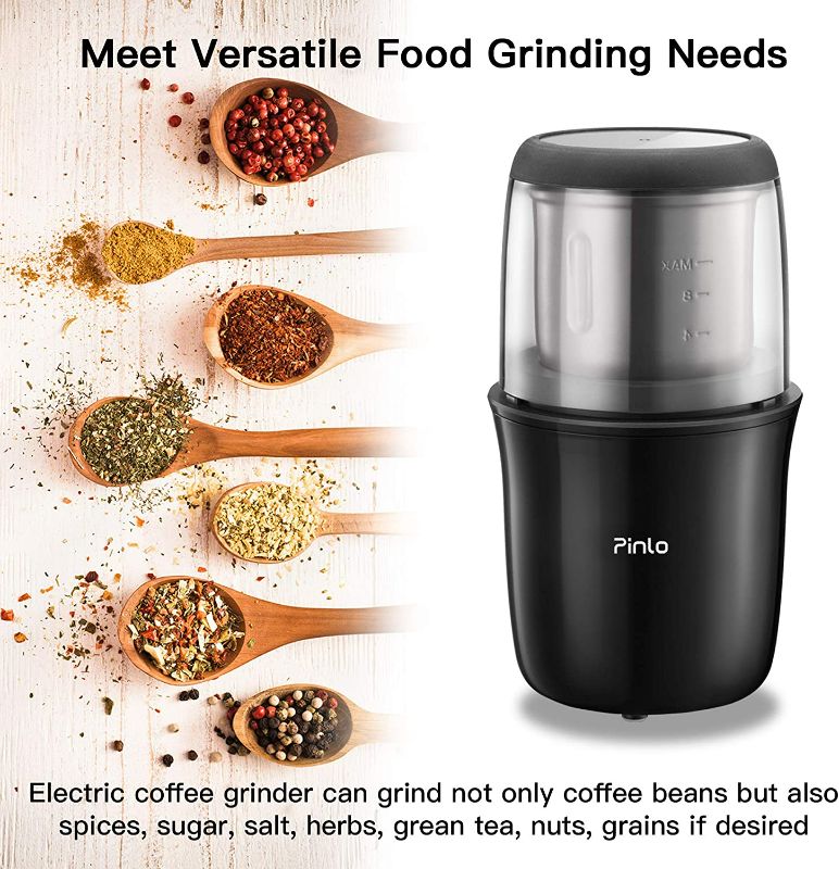 Photo 1 of Electric Coffee Grinder Portable Coffee Blade Grinde with Stainless Steel Blade Removable Coffee Powder Bowl Up to 12 Cups Fast Coffee Grinder Electric for Coffee Beans, Grains.
