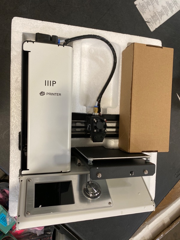 Photo 2 of Monoprice Select Mini 3D Printer v2 - White With Heated (120 x 120 x 120 mm) Build Plate, Fully Assembled + Free Sample PLA Filament, MicroSD Card 