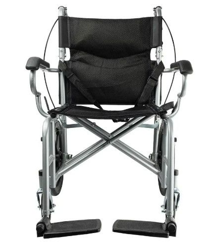 Photo 1 of Wheelchair Lightweight Folding Portable Transport Chair with Bags Solid Tires Seatbelt Hand Brakes 