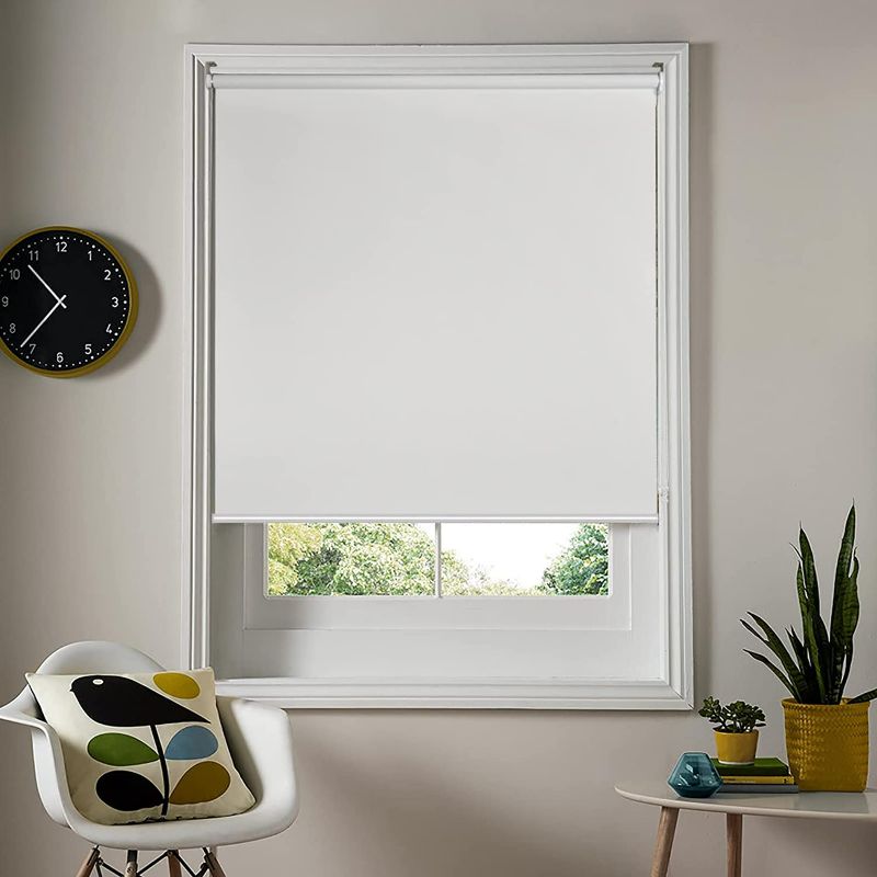 Photo 1 of CUCRAF Roller Shades for Windows, 100% Blackout Roller Window Shades for Home, Thermal Insulated Roller Blinds for Doors Bedroom Office, Sun Blocking, Easy to Install, Off White, 36" W x 75" H GREY 
