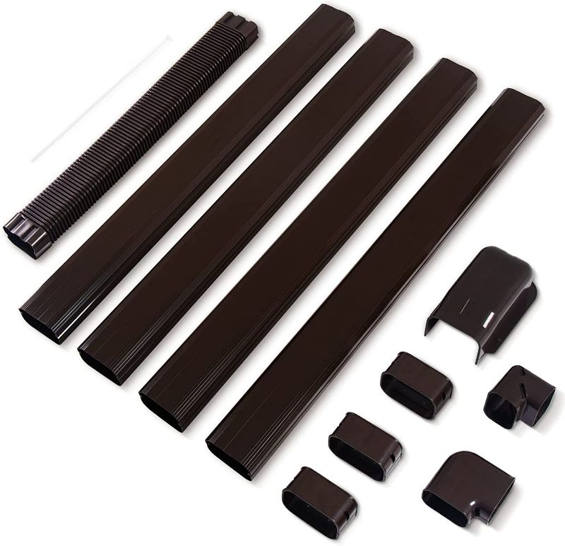 Photo 1 of LyPrem Brown Mini Split Line Set Cover 4" PVC Line Cover Kit for Mini Split and Central Air Conditioner & Heat Pump
