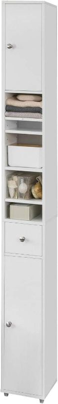 Photo 1 of Haotian BZR34-W, White Tall Bathroom Storage Cabinet with 1 Drawer, 2 Doors and Adjustable Shelves, Bathroom Shelf NEW 
