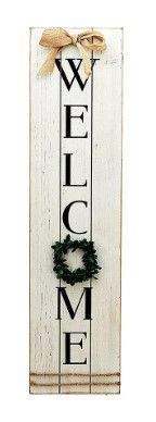 Photo 1 of Vertical Wooden Welcome Sign Plaque with Wreath Wall Hanging Decor|Large Farmhouse Decor for Entryway-Front Door NEW