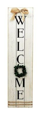 Photo 1 of Vertical Wooden Welcome Sign Plaque with Wreath Wall Hanging Decor|Large Farmhouse Decor for Entryway-Front Door NEW 