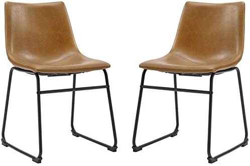 Photo 1 of  Mid Century Dining Room Bucket Chair, Set of 2, Engineered Wood, Whiskey Brown  NEW 
