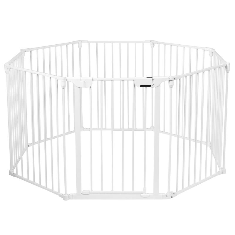 Photo 1 of Costway 8 Panel Baby Safe Metal Gate Play Yard Barrier Pet Fence Wall Mount Adjustable
