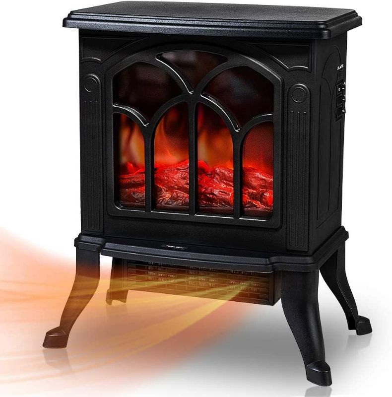 Photo 1 of Electric Fireplace Heater, LifePlus Portable Fireplace Stove with 3D Realistic Flame Effect, Fireplace Space Heater for Indoor Use with Thermostat, Overheat Protection, Retro Style Black NEW 
