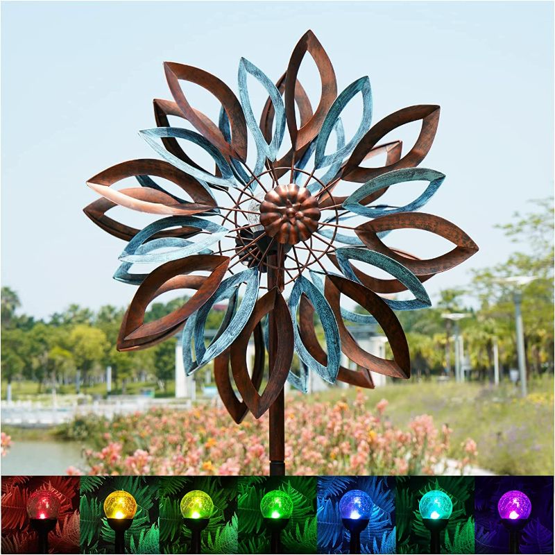 Photo 1 of Yard Garden Wind Spinners with Solar Light NEW 