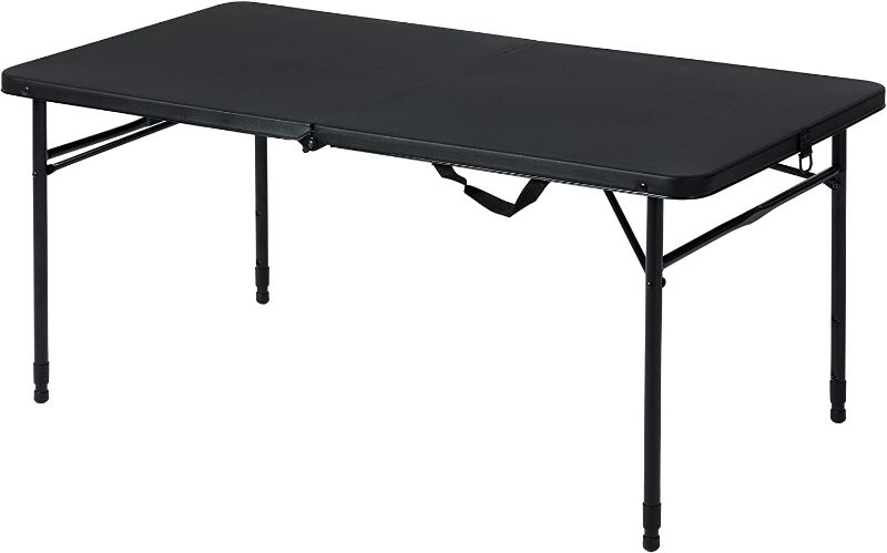 Photo 1 of 4' Fold-in-Half Adjustable Table, Black NEW 