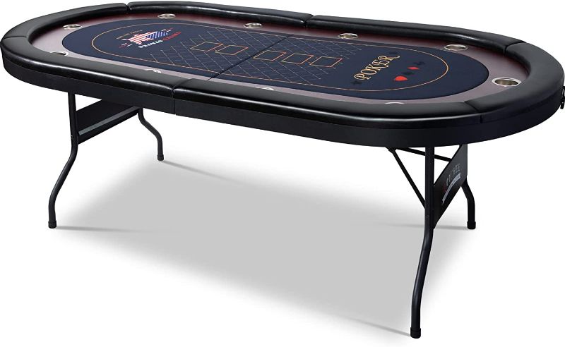 Photo 1 of RayChee  Poker Table Foldable, Folding Texas Holdem Poker Table, Casino Style Card Table, Portable Casino Table for Game Room with Padded Rails and Cup Holders(Black) NEW 
