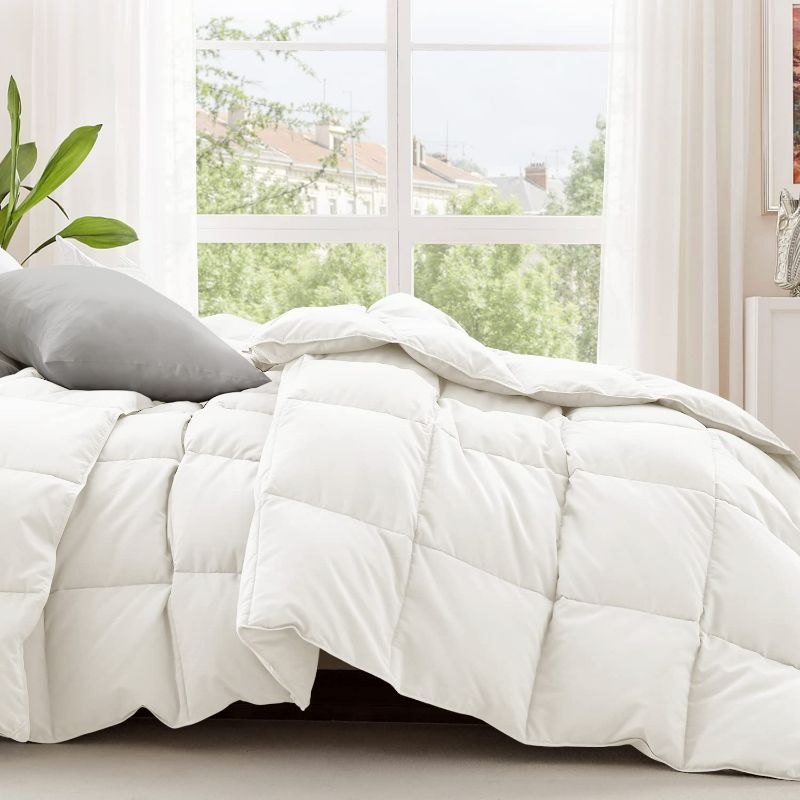 Photo 1 of Topllen Down Comforter King Size,All Season Duvet Insert, Noiseless and Ultra Soft Fabric, All Season Lightweight Down Duvet with Corner Tabs 106x90,White
