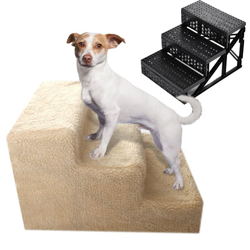 Photo 1 of Pet Stairs 3 Non-slip Steps Dog Cat Puppy Ladder for High Bed W/Washable Cover