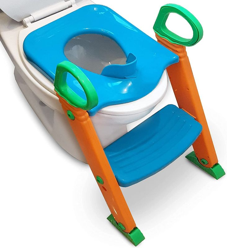 Photo 1 of Potty Training Seat Toilet w/Step Stool Ladder & Splash Guard, Kids Toddlers Trainer w/Handles. Sturdy & Foldable. Non-Slip Steps & Anti Slip Pads. Adjustable Potty Chair - Boys Girls Baby (Blue) NEW 
