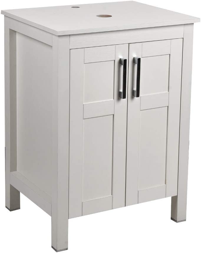 Photo 1 of Puluomis 24 Inches Bathroom Vanity, Modern Stand Pedestal Cabinet, Wood White Fixture, Without Mirror
