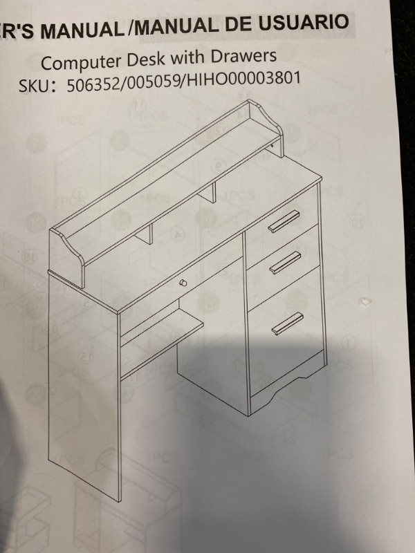 Photo 3 of South Shore Versa Computer Desk with Hutch, Medium, Winter Oak NEW 
