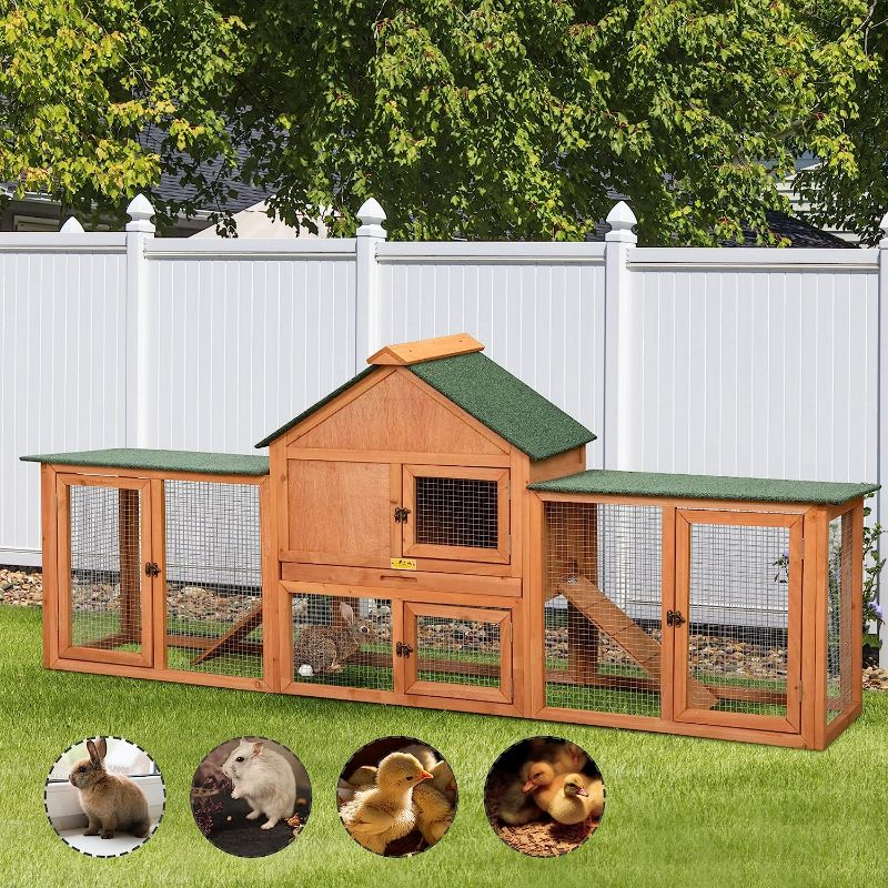 Photo 1 of COZIWOW Wooden Extra Large Chicken Coop, Small Animal Enclosure Habitat for Indoor Outdoor, Wood Rabbit Bunny Hutch, Pets Cage House for Dog Cat Squirrel Hamster Hedgehog Guinea Pig NEW 
